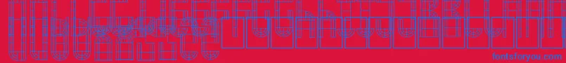 ArchWindow-Schriftart – Blaue Schriften auf rotem Hintergrund