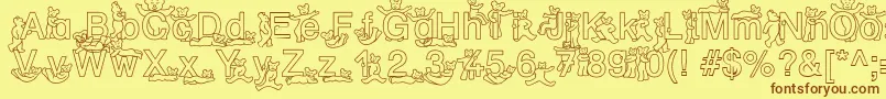 SpDrHh2Db Font – Brown Fonts on Yellow Background