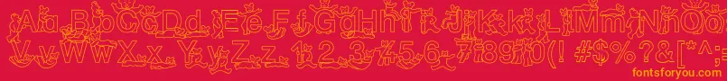 SpDrHh2Db-Schriftart – Orangefarbene Schriften auf rotem Hintergrund