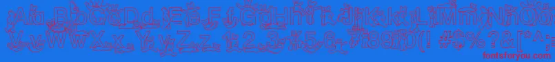 SpDrHh2Db-Schriftart – Rote Schriften auf blauem Hintergrund