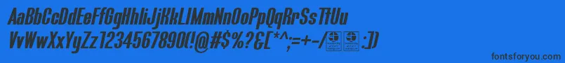 BluefishBoldItalicDemo-fontti – mustat fontit sinisellä taustalla