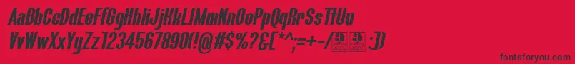 Шрифт BluefishBoldItalicDemo – чёрные шрифты на красном фоне