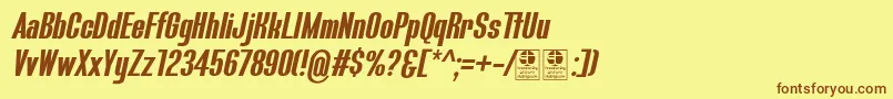 Czcionka BluefishBoldItalicDemo – brązowe czcionki na żółtym tle