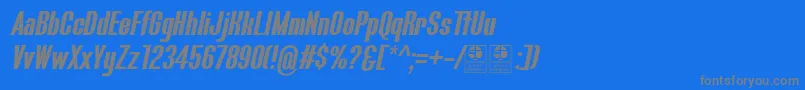 フォントBluefishBoldItalicDemo – 青い背景に灰色の文字