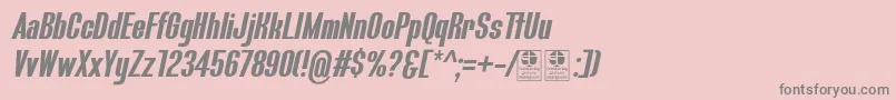 Шрифт BluefishBoldItalicDemo – серые шрифты на розовом фоне