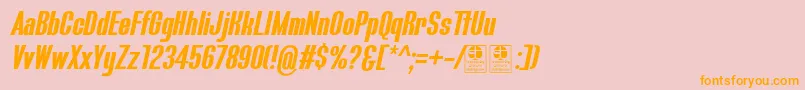 BluefishBoldItalicDemo-Schriftart – Orangefarbene Schriften auf rosa Hintergrund