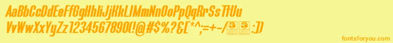 BluefishBoldItalicDemo-Schriftart – Orangefarbene Schriften auf gelbem Hintergrund