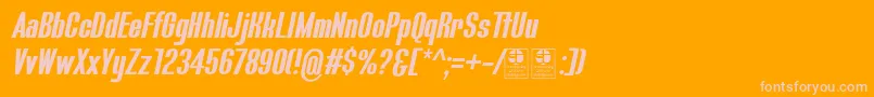 Шрифт BluefishBoldItalicDemo – розовые шрифты на оранжевом фоне