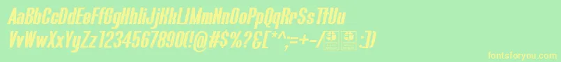 BluefishBoldItalicDemo Font – Yellow Fonts on Green Background