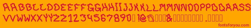 フォントBoydsmiles – オレンジの背景に赤い文字