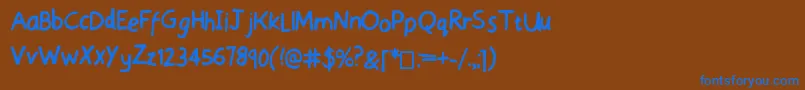 フォントSensibleSchooling – 茶色の背景に青い文字