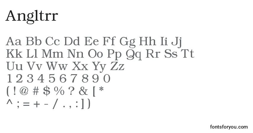 Schriftart Angltrr – Alphabet, Zahlen, spezielle Symbole