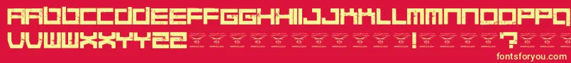 Fonte QuaaludesRegular – fontes amarelas em um fundo vermelho