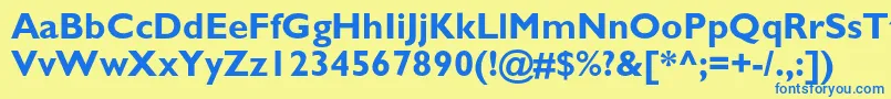 フォントGalscBold – 青い文字が黄色の背景にあります。