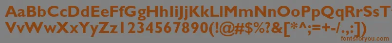 フォントGalscBold – 茶色の文字が灰色の背景にあります。