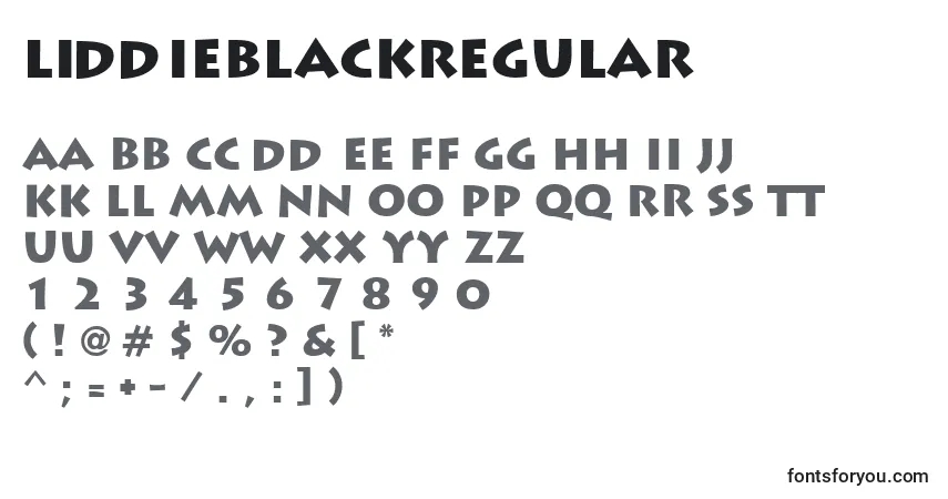 Czcionka LiddieblackRegular – alfabet, cyfry, specjalne znaki