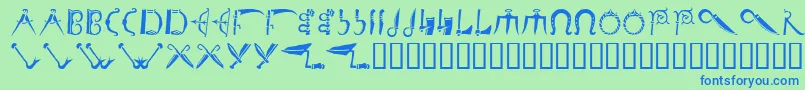 Debalmeinitials Font – Blue Fonts on Green Background