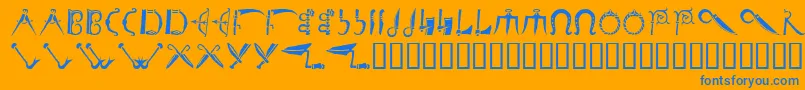 Debalmeinitials Font – Blue Fonts on Orange Background