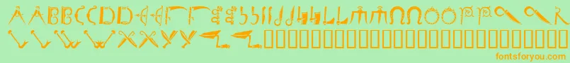 Debalmeinitials Font – Orange Fonts on Green Background