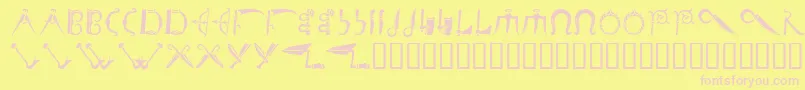 フォントDebalmeinitials – ピンクのフォント、黄色の背景