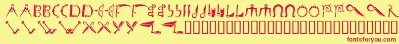 Debalmeinitials Font – Red Fonts on Yellow Background