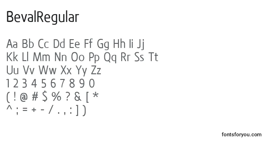 BevalRegularフォント–アルファベット、数字、特殊文字