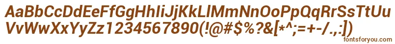 Шрифт Roboto Bolditalic – коричневые шрифты на белом фоне