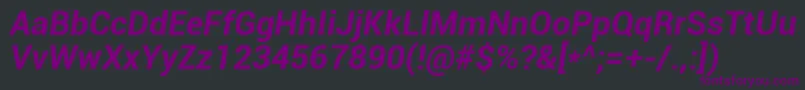 Czcionka Roboto Bolditalic – fioletowe czcionki na czarnym tle