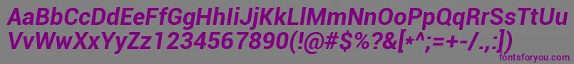 Roboto Bolditalic Font – Purple Fonts on Gray Background
