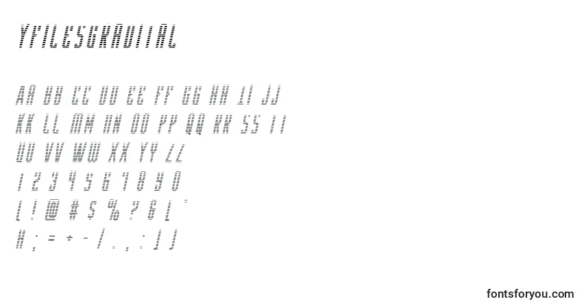 Schriftart Yfilesgradital – Alphabet, Zahlen, spezielle Symbole