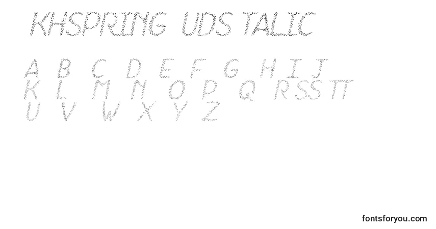 Шрифт HkhSpringBudsItalic – алфавит, цифры, специальные символы