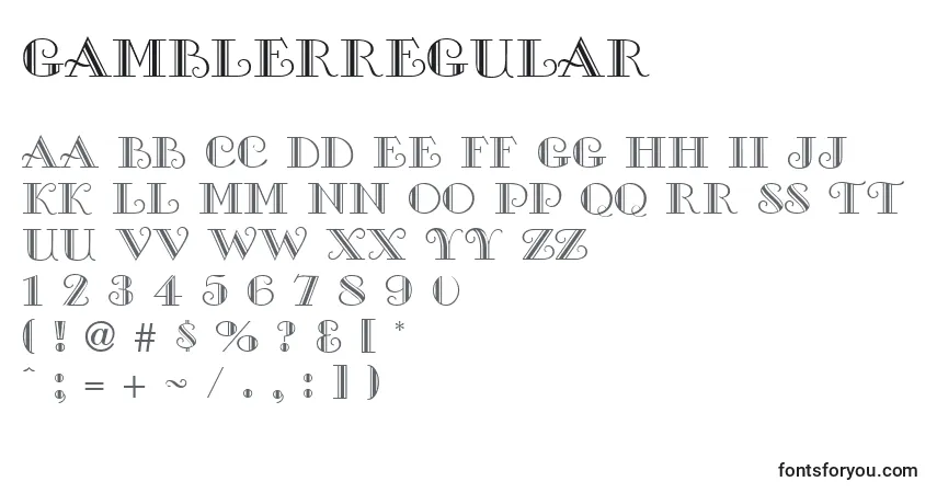 GamblerRegular Font – alphabet, numbers, special characters
