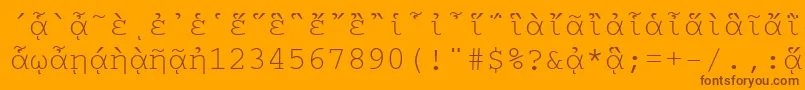 CourierpgttNormal-Schriftart – Braune Schriften auf orangefarbenem Hintergrund