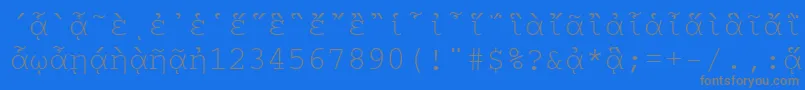 CourierpgttNormal-Schriftart – Graue Schriften auf blauem Hintergrund