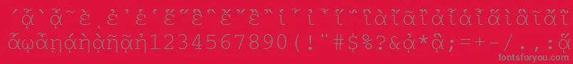 Saiba mais sobre a fonte CourierpgttNormal Fonte CourierpgttNormal – fontes cinzas em um fundo vermelho