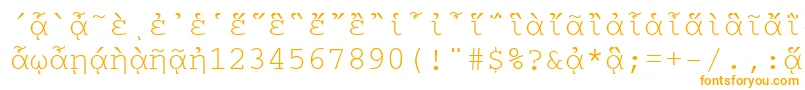 フォントCourierpgttNormal – 白い背景にオレンジのフォント