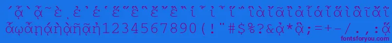 CourierpgttNormal Font – Purple Fonts on Blue Background