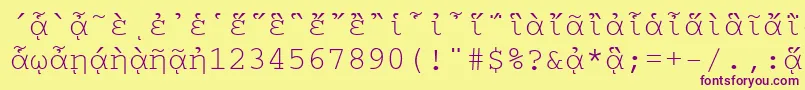 Czcionka CourierpgttNormal – fioletowe czcionki na żółtym tle