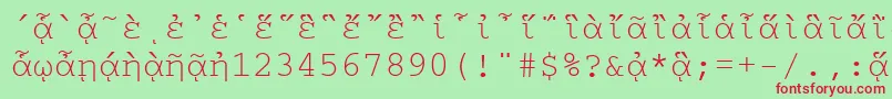 Czcionka CourierpgttNormal – czerwone czcionki na zielonym tle