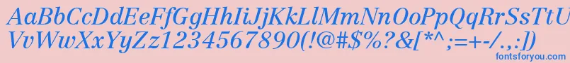 フォントCenturyRepriseSsiItalic – ピンクの背景に青い文字