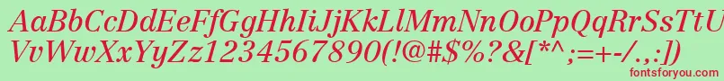 フォントCenturyRepriseSsiItalic – 赤い文字の緑の背景