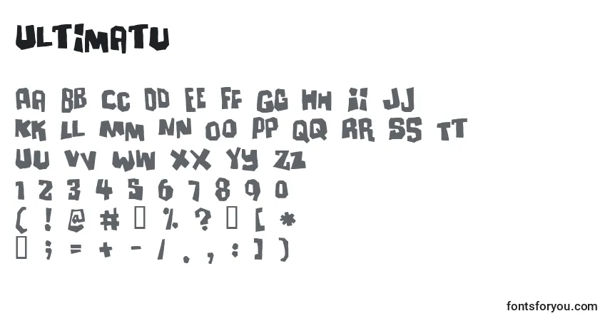 Schriftart Ultimatu – Alphabet, Zahlen, spezielle Symbole