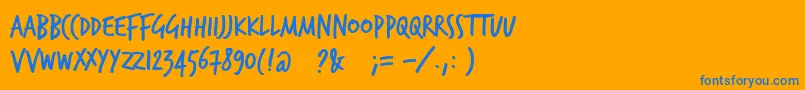 Trashhand Font – Blue Fonts on Orange Background