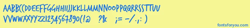 Trashhand Font – Blue Fonts on Yellow Background