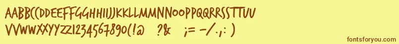 Trashhand Font – Brown Fonts on Yellow Background