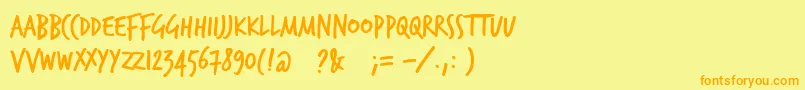 Trashhand Font – Orange Fonts on Yellow Background