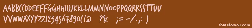 Trashhand Font – Pink Fonts on Brown Background