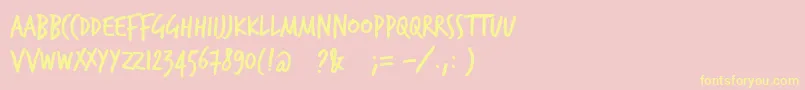 Trashhand Font – Yellow Fonts on Pink Background