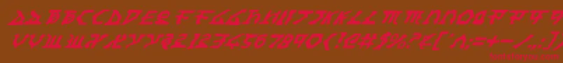 フォントHomewti – 赤い文字が茶色の背景にあります。