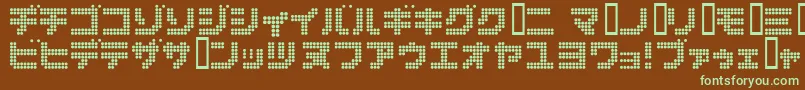 Dot6282kana Font – Green Fonts on Brown Background